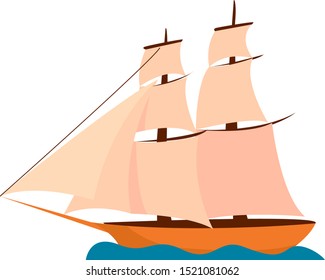 Big ship, illustration, vector on white background.