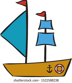 Big ship, illustration, vector on white background.