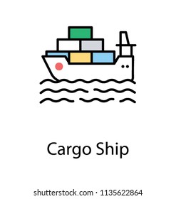 
Big ship loaded with package boxes for cargo, sailing in the sea, enticing slant for cargo by ship 
