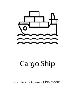 
Big ship loaded with package boxes for cargo, sailing in the sea, enticing slant for cargo by ship 
