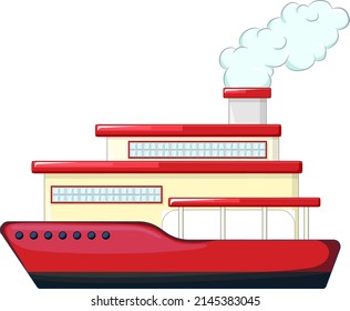Gran barco en la ilustración de color rojo