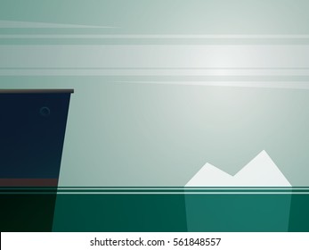 Big ship sailing on sea with iceberg in its way. Business symbol of risk investment or management. Eps10 vector illustration.