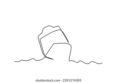 big ship sea ocean wavy dangerous sink line art design