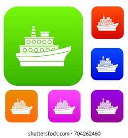 Big ship set icon in different colors isolated vector illustration. Premium collection