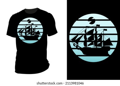 Big ship silhouette t shirt mockup retro vintage