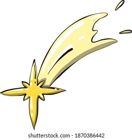Big shooting star, illustration, vector on white background.