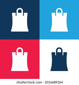 Big Shopping Bag blue and red four color minimal icon set