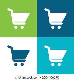 Big Shopping Cart Flat four color minimal icon set