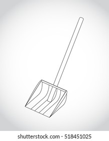 big shovel, black and white pattern, vector illustration