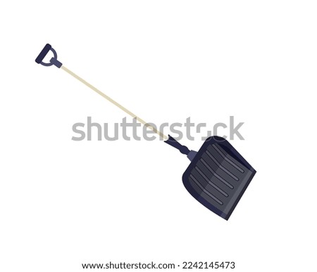 Big shovel for digging and snow removal. Shoveling. Isolated on white. Flat vector illustration.