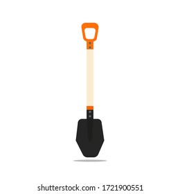 Big shovel with a handle on a white background. 