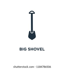 Big Shovel icon. Black filled vector illustration. Big Shovel symbol on white background. Can be used in web and mobile.