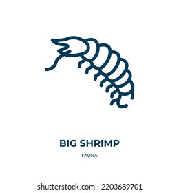 Big shrimp icon. Linear vector illustration from fauna collection. Outline big shrimp icon vector. Thin line symbol for use on web and mobile apps, logo, print media.