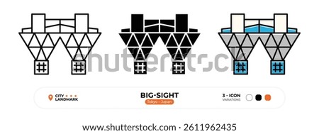 Big Sight Line Icon. Tokyo, Japan, Landmark, Silhouette, Color Vector, Editable Stroke.
