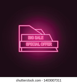 big sign neon icon. Elements of Sale set. Simple icon for websites, web design, mobile app, info graphics
