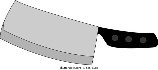 Big silver knife, illustration, vector on white background.