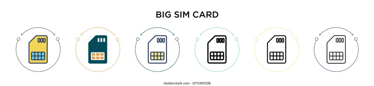 Big sim card icon in filled, thin line, outline and stroke style. Vector illustration of two colored and black big sim card vector icons designs can be used for mobile, ui, web