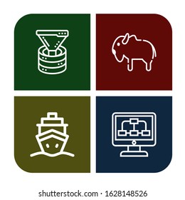 big simple icons set. Contains such icons as Funnel, Bison, Cruise, Data, can be used for web, mobile and logo