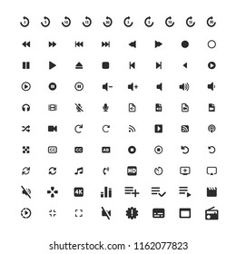 Big simple set of basic media icons. Vector illustration