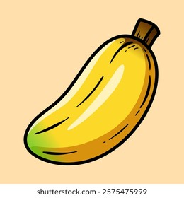 big single banana cartoon colored isolated drawing line art style sketch classic vintage design illustration