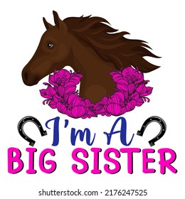 I am a big sister Horse t shirt and mug design vector illustration