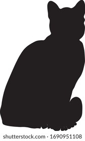 Big sitting black cat. Vector graphics