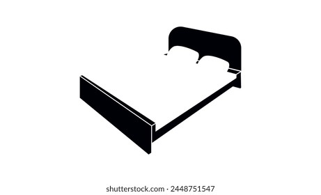 big size Bed, black isolated silhouette