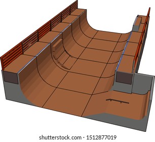 Big skatepark, illustration, vector on white background.