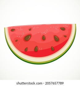 Big slice of juicy red watermelon with seeds  isolated on a white background