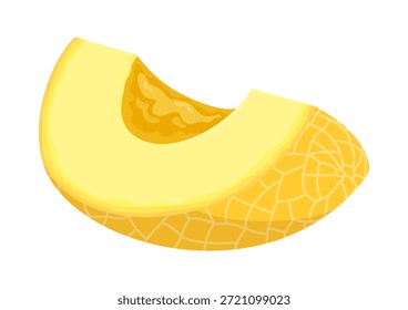 Grande fatia de melão com as sementes removidas. Pedaço de fruta suculenta de verão isolado em um fundo branco.