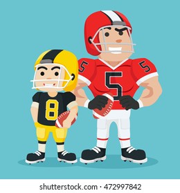 big and small american football player