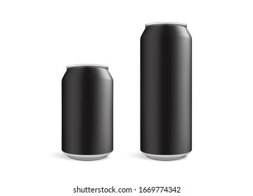 big and small black cans isolated on white background vector mock up 