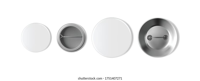 big and small blank white badge isolated on white background mock up vector