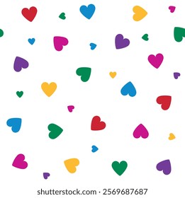 BIG AND SMALL COLOURFUL HEARTS REPEAT PATTERN
