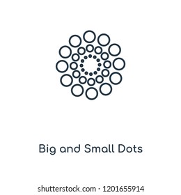 Icono de línea de concepto de puntos grandes y pequeños. Diseño de símbolos de contorno de esquema lineal Big and Small Dots. Esta sencilla ilustración de elemento se puede utilizar para la interfaz de usuario/UX web y móvil.