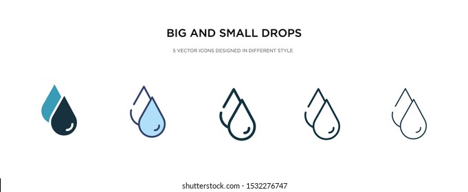 big and small drops icon in different style vector illustration. two colored and black big and small drops vector icons designed in filled, outline, line stroke style can be used for web, mobile, ui