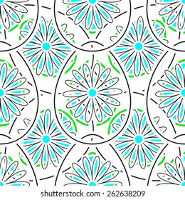 Big and small eggs with flowers on the white background. Vector illustration. EPS10