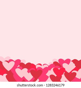 big and small hearts with swirls in red and pink colors