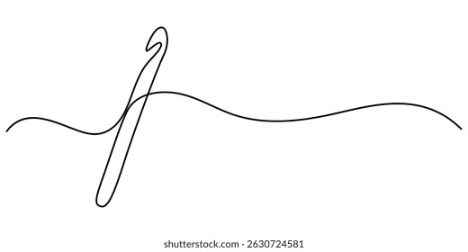 Big and Small Knitting Crochet Hooks, metal Aluminum Crochet Hooks continuous one line drawing, Cropped hands of woman knitting wool at home, Indonesia.