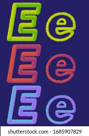 Big and small letters E in fluffy form on a background in vector
