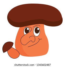 Big and small mushroom illustration print vector on white background