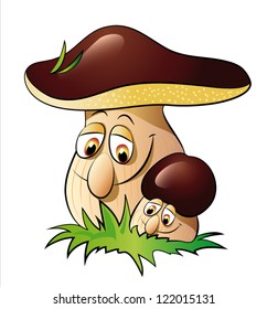 big and small mushroom on the grass