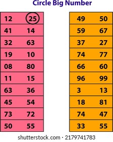 Big and small Number Activity, circle big number, fun and learning activity for children, vector illustration