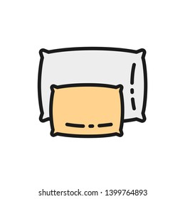 Big and small pillows flat color icon.