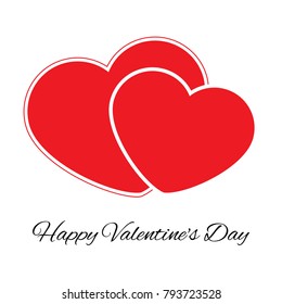 Big and small red heart. Romantic love symbol of valentine day. Vector illustration
