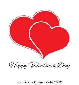 Big and small red heart. Romantic love symbol of valentine day. Vector illustration
