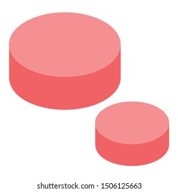 Big and small red pills icon. Isometric of big and small red pills vector icon for web design isolated on white background