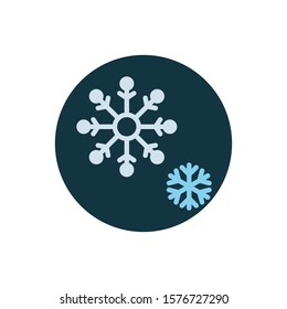 Big and small snowflake flat icon. Round colorful button, Snow flakes circular vector sign. Flat style design