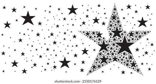 Big and Small Stars Pattern in Black and White Colors