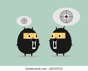 Big and Small Target.
Business vector illustration cartoon character abstract